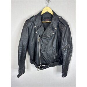Vintage Double Rider Motorcycle Leather Jacket Sandy Toronto Black Men 46 Biker